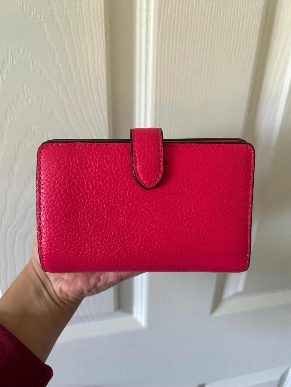 kate spade Bright Pink Pebbled Leather Wallet with Gold Logo